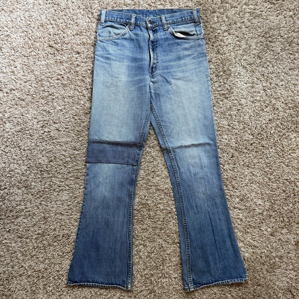 Vintage Levi’s 70’s Orange Tab 646 Bell Bottom Flare Blue Denim Jeans Size 31x32